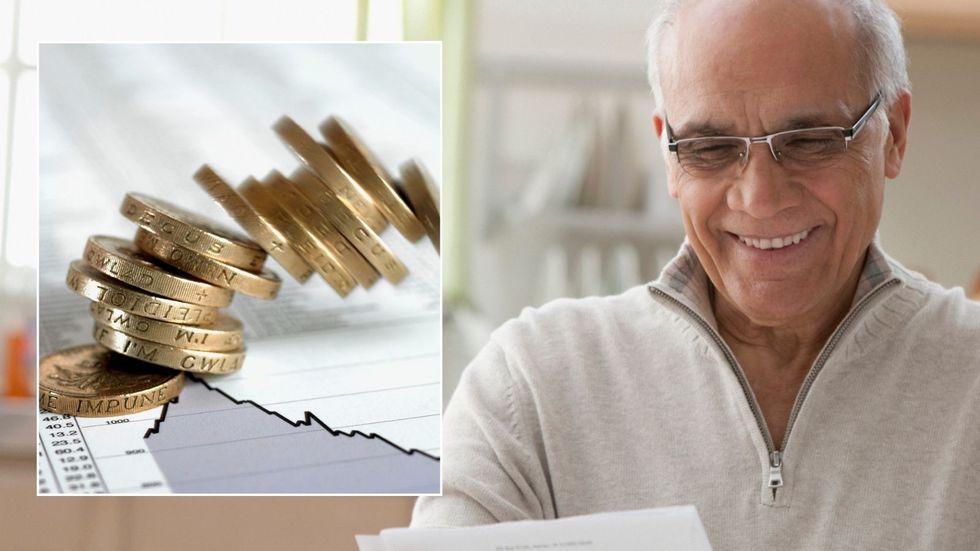 Man looking at bill happy, pounds falling