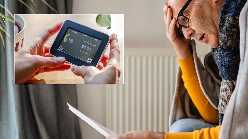 Man looking at energy bill and smart meter