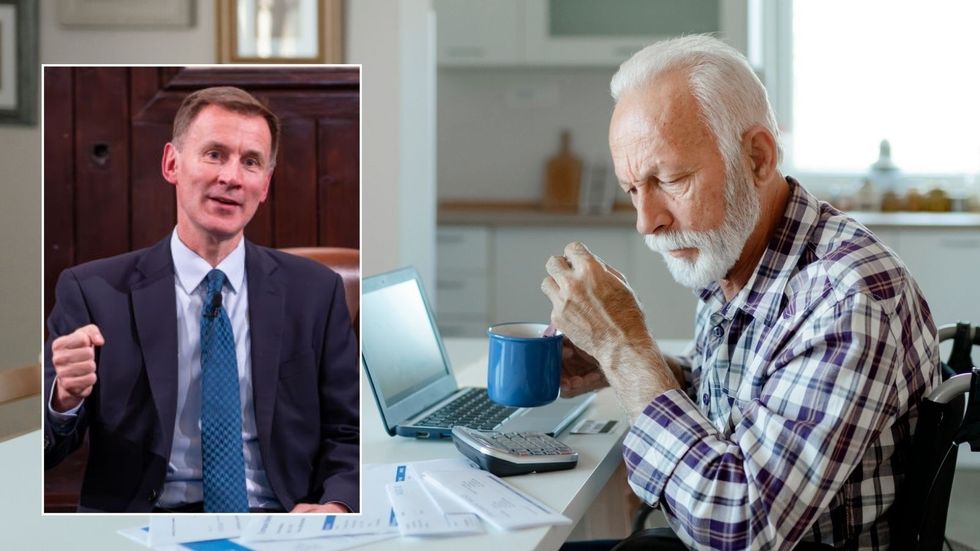Man looking at finances and Jeremy Hunt