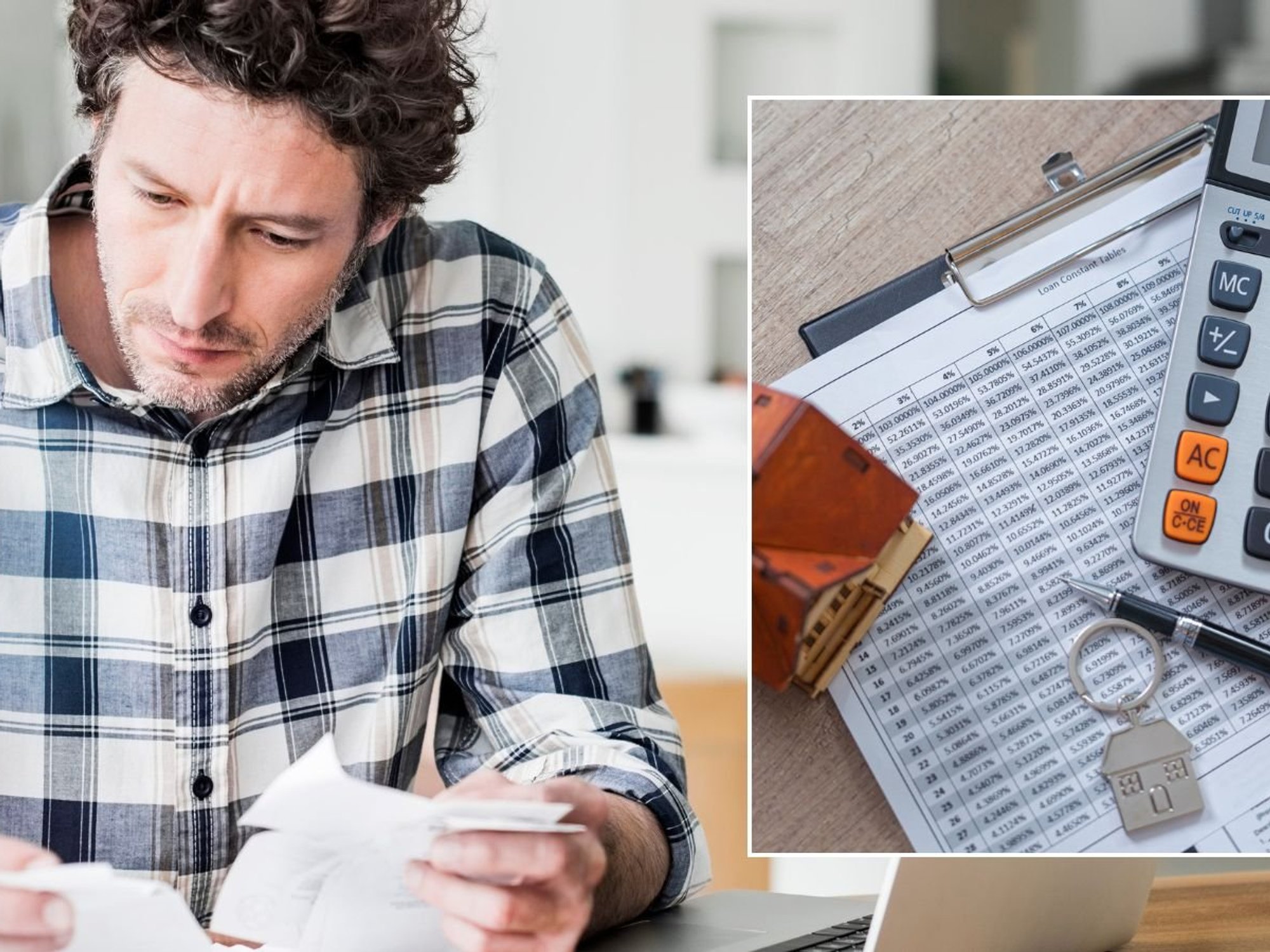 Man looking at forms and tax power