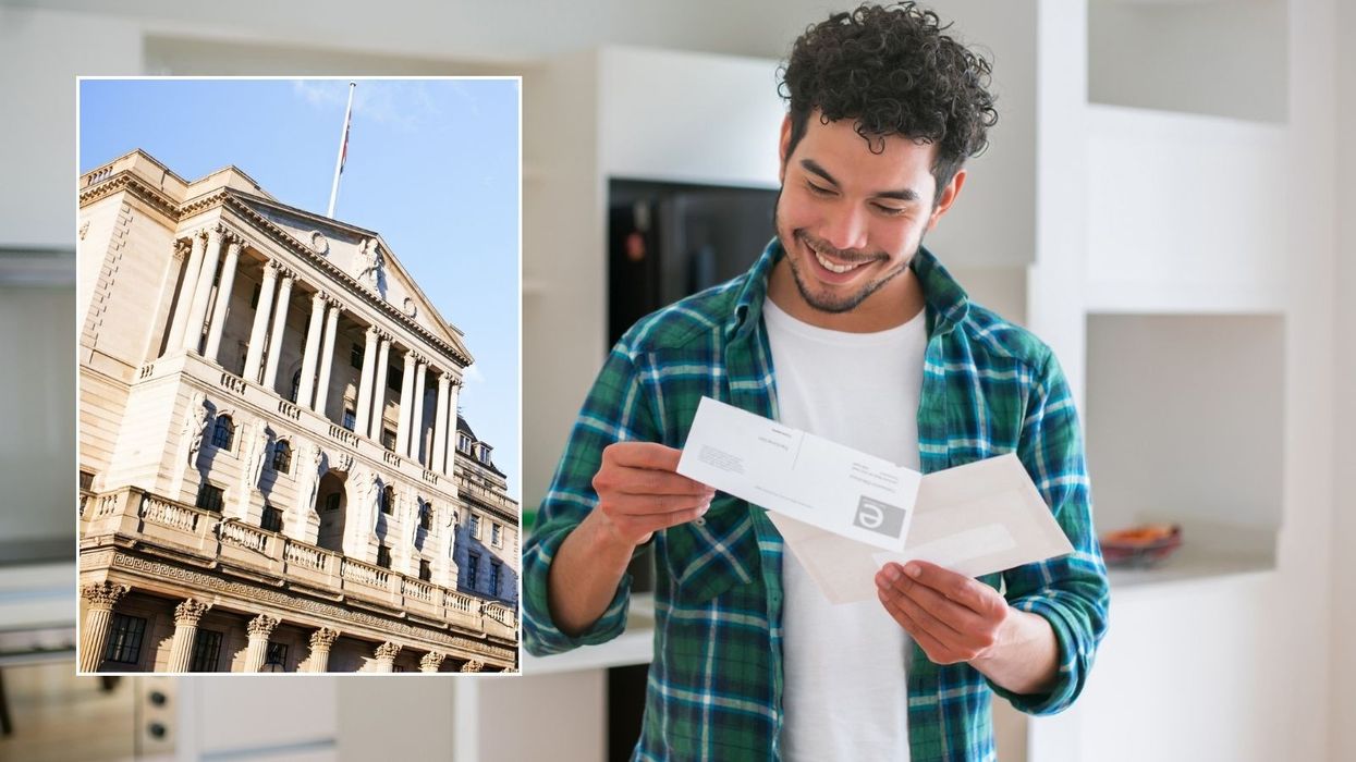 Man looking at letter and Bank of England