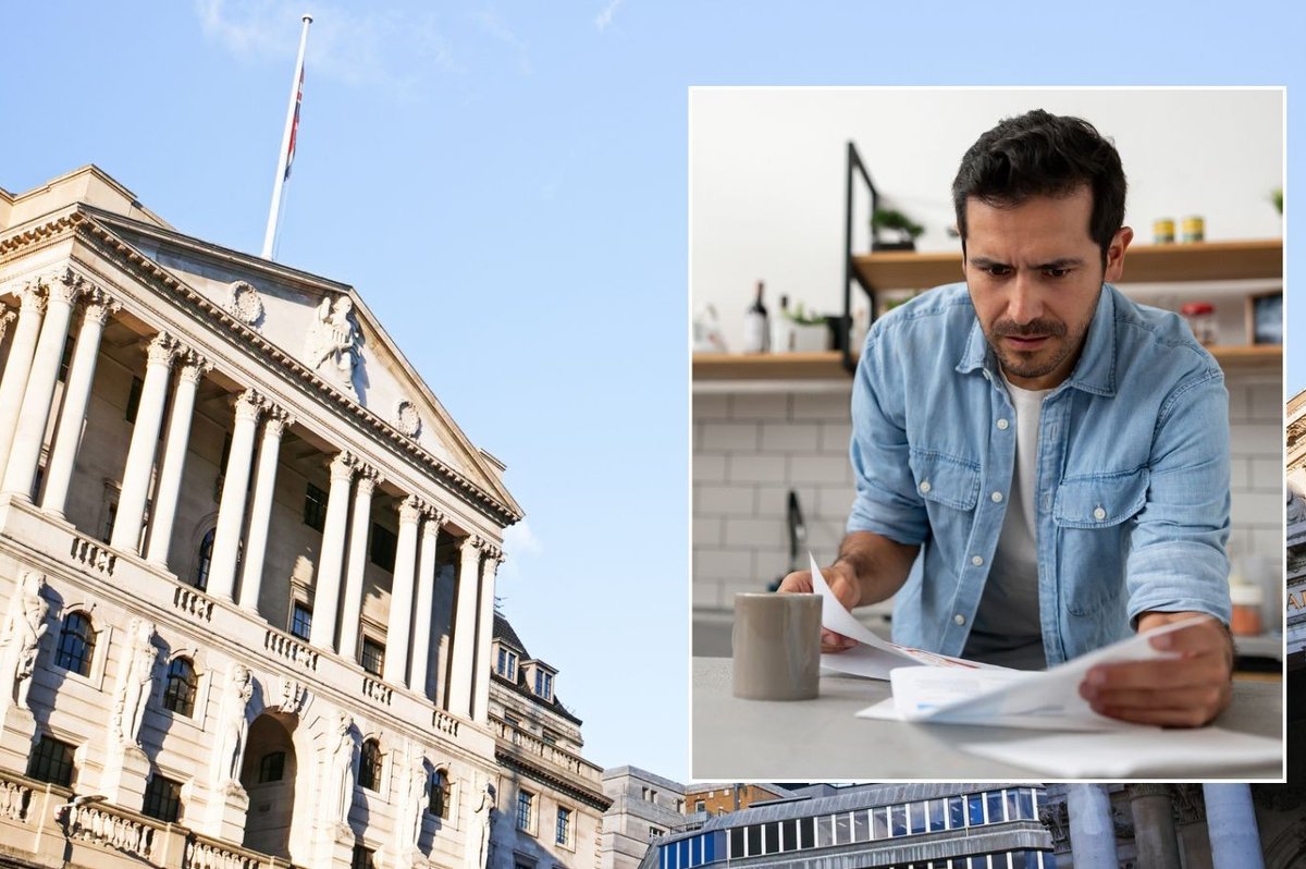 Man looking at letter and Bank of England