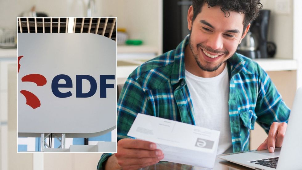 Man looking at letter and EDF logo 