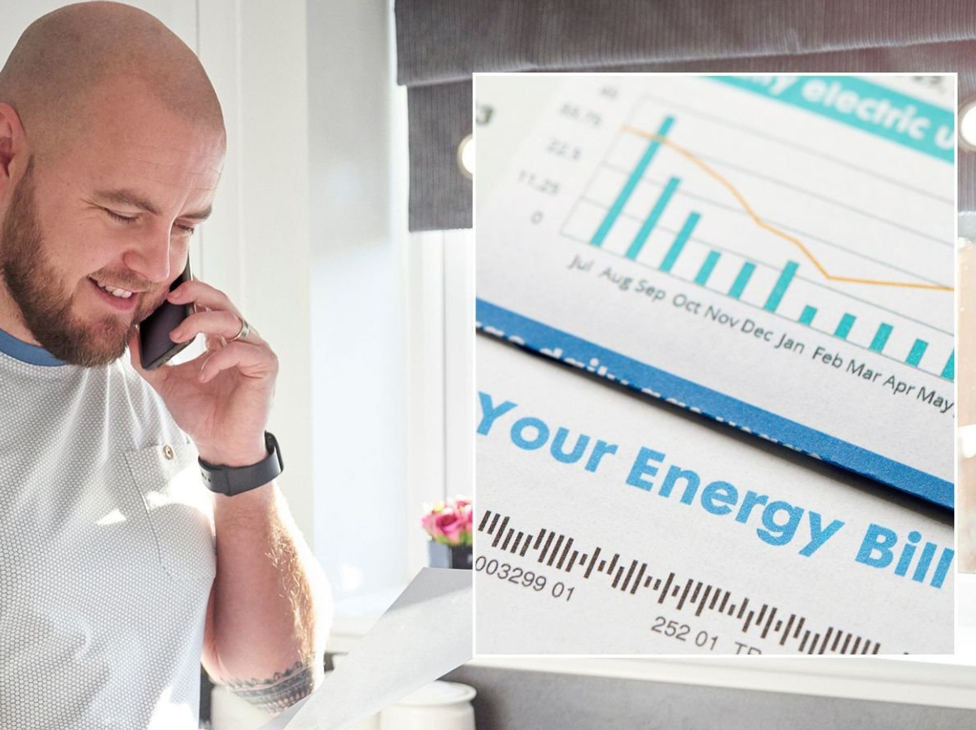 Man looking at letter and energy bill