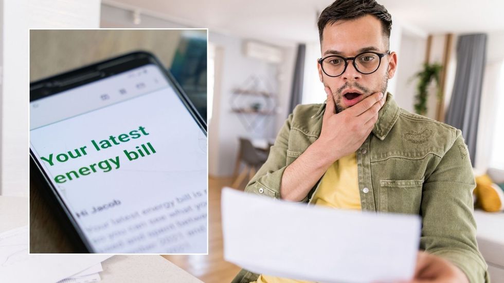 Man looking at letter and energy bills