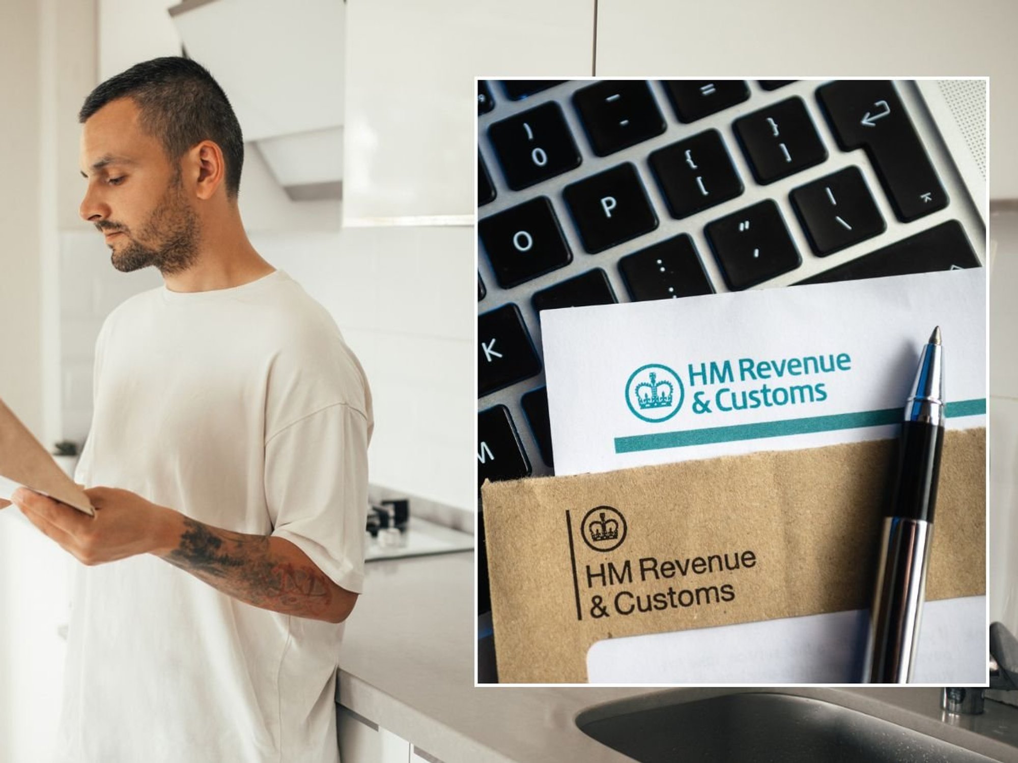 Man looking at letter and HMRC letter