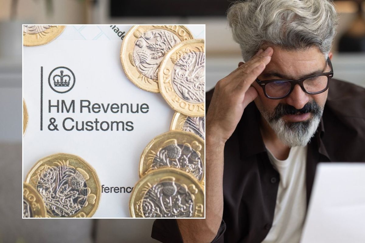 Man looking at letter and HMRC sign