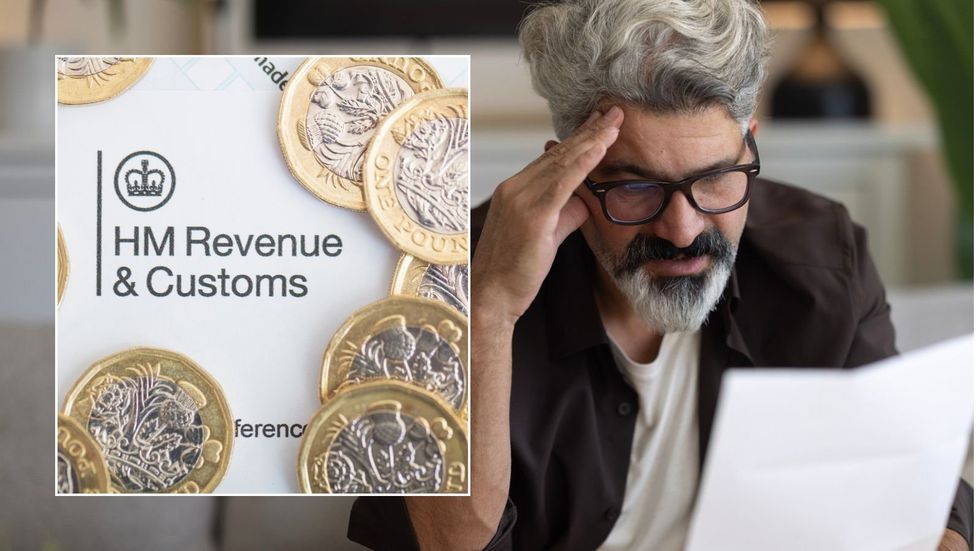 Man looking at letter and HMRC sign