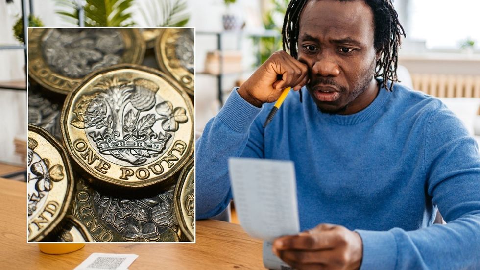 Man looking at letter and pounds