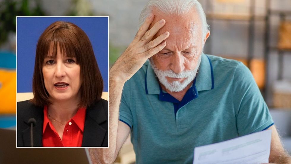 Man looking at letter and Rachel Reeves