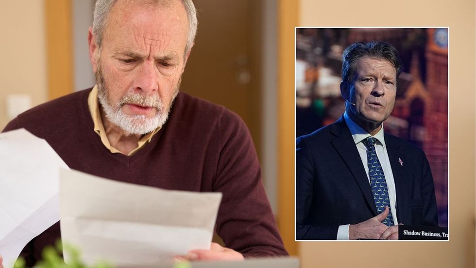 Man looking at letter and Richard Tice