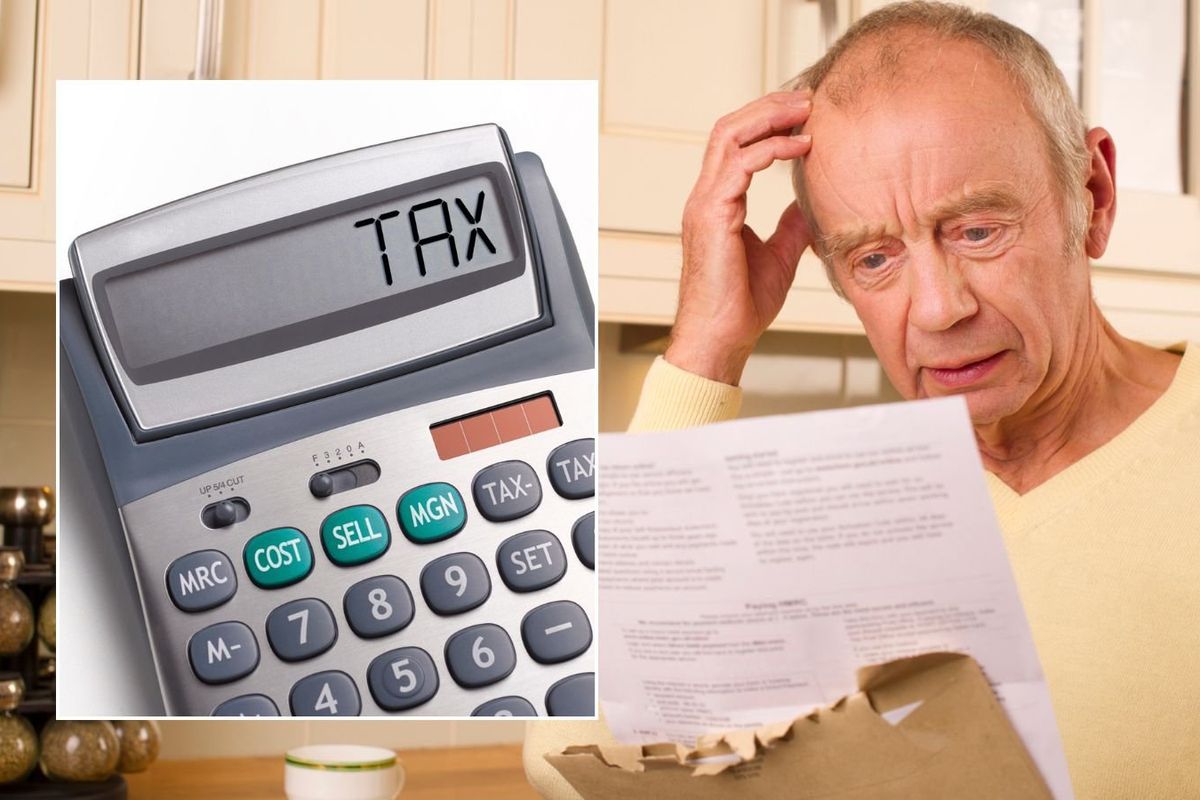 Man looking at letter and tax written on calculator