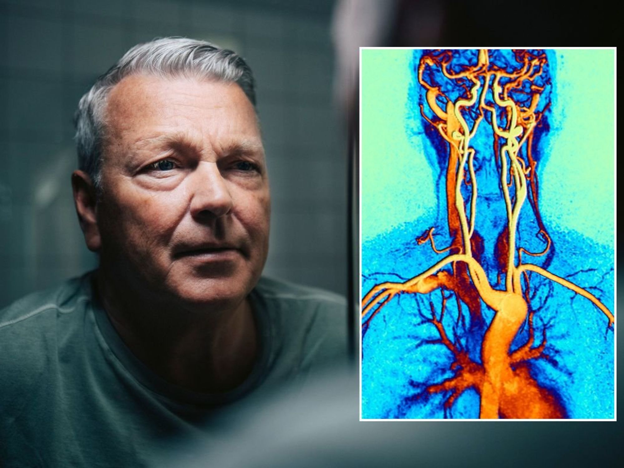 MAN LOOKING AT MIRROR - X-RAY IMAGE