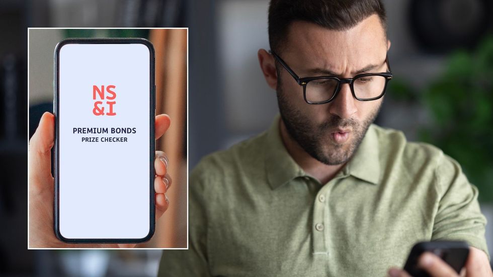 Man looking at phone and NS&I