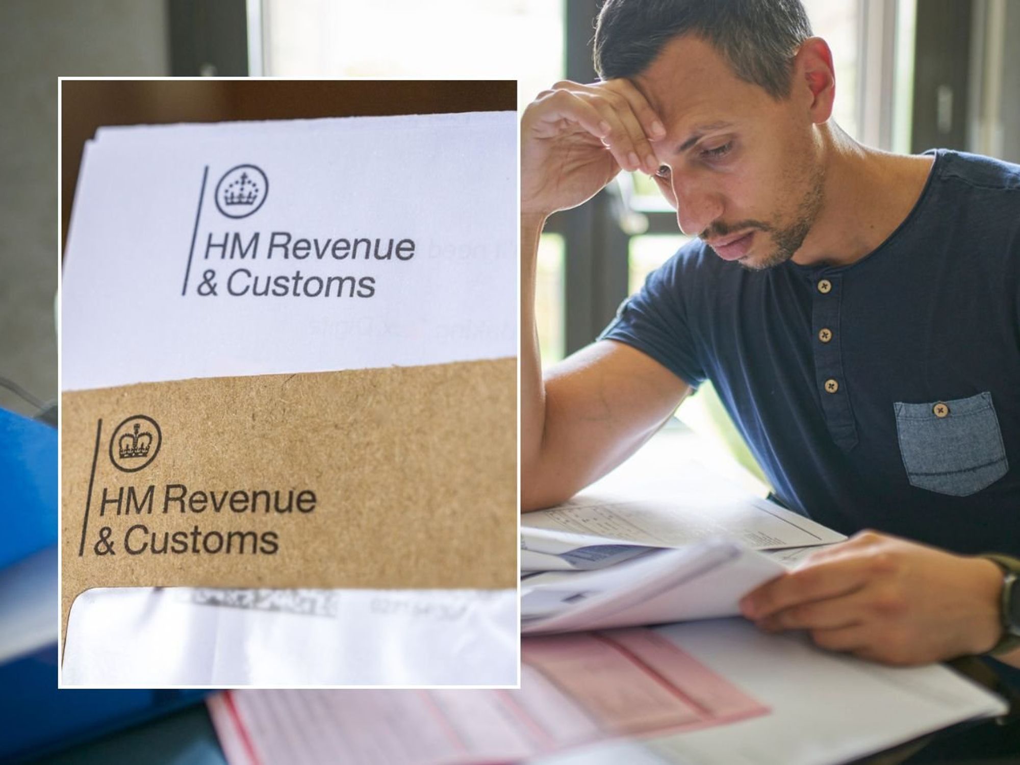 Man looking at tax form and HMRC letter