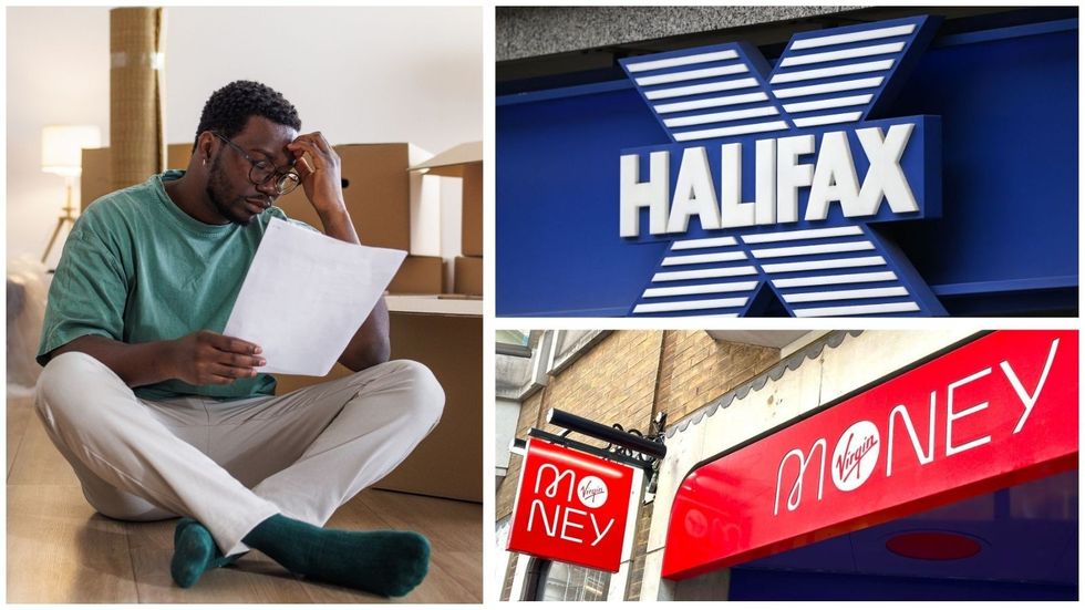 Man looking concerned, Halifax branch, Virgin Money branch