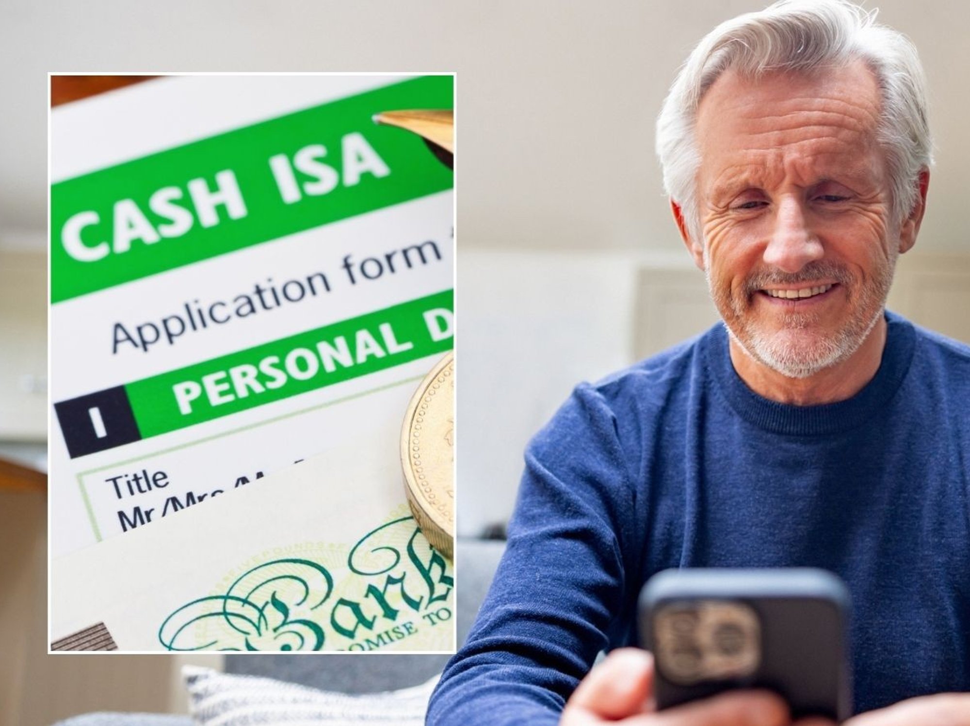 Man looking happy and cash ISA