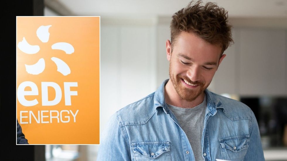 Man looking happy and EDF sign
