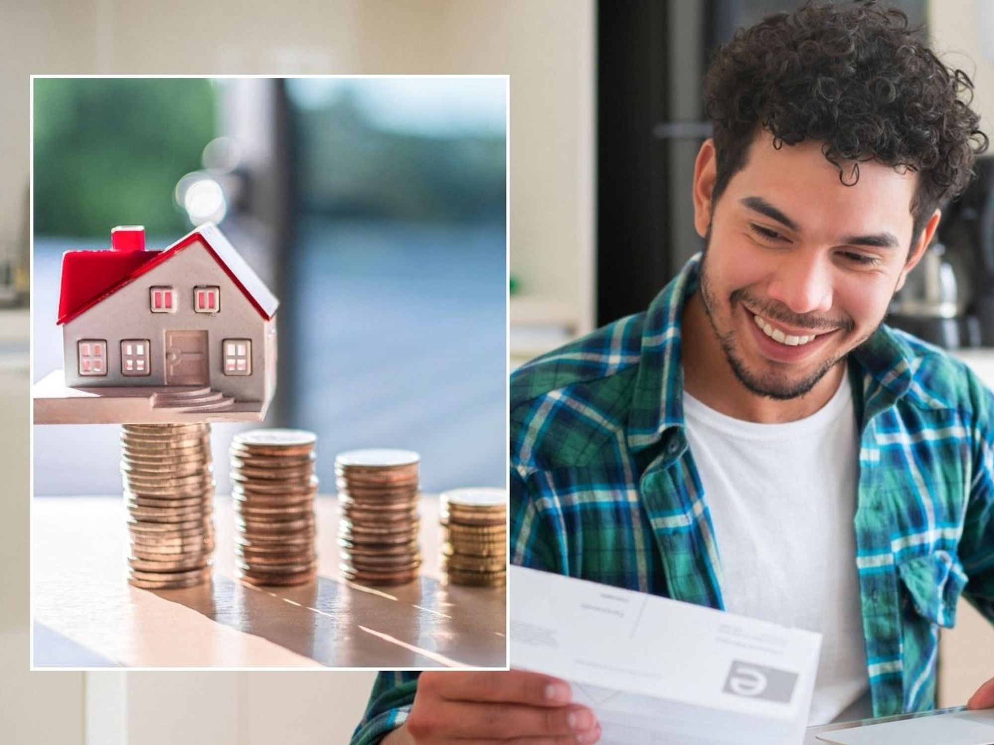 Man looking happy and mortgage savings