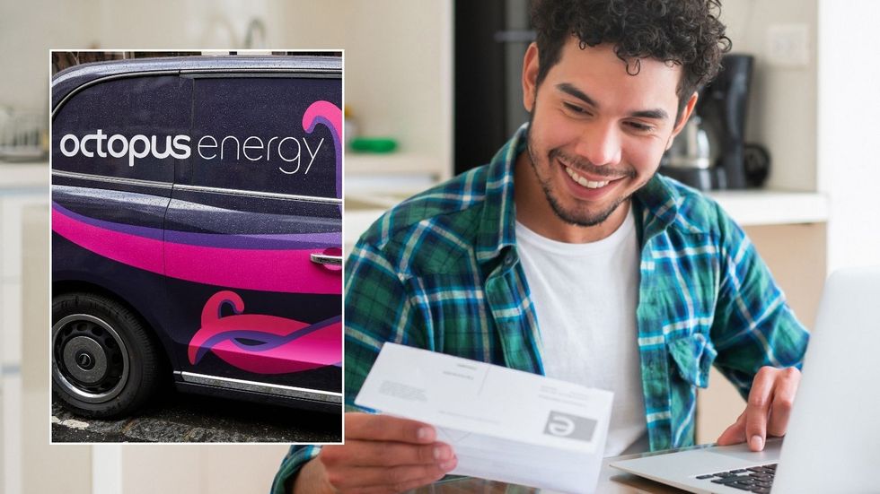 Man looking happy and Octopus Energy van