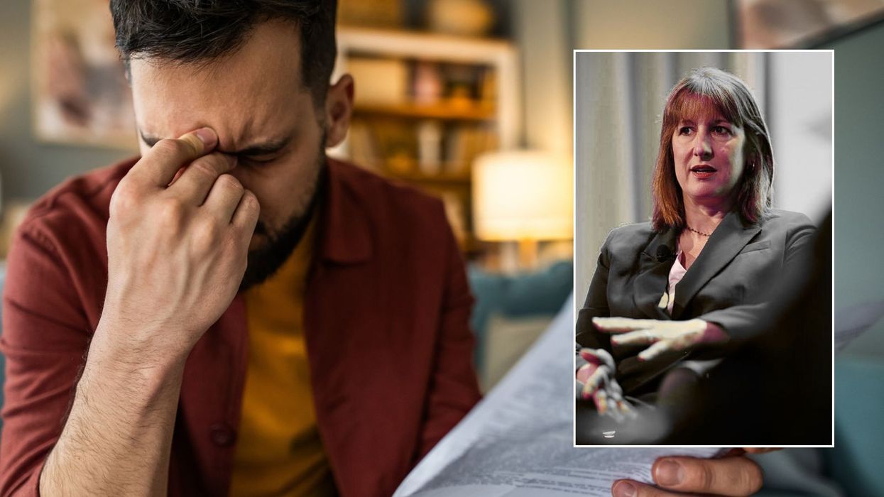 Man looking sad and Rachel Reeves