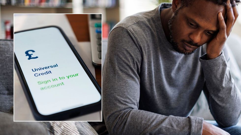 Man looking sad and Universal Credit