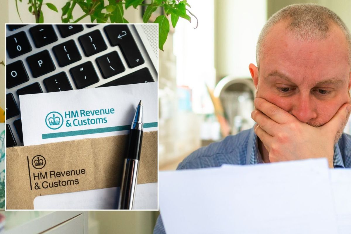 Man looking shocked and HMRC letter