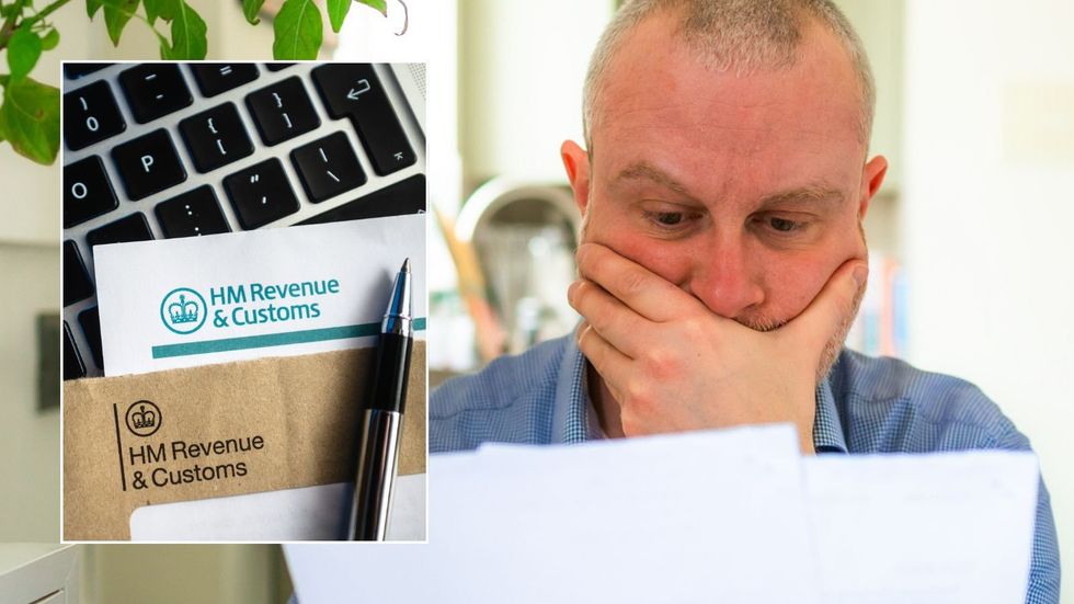 Man looking shocked at letter and HMRC letter