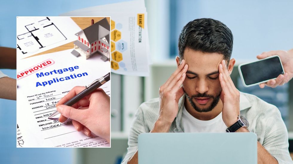 Man looking stressed and mortgage application