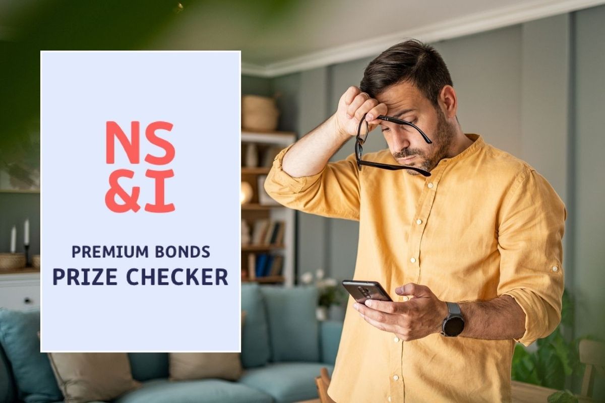Man looking stressed and NS&I Premium Bonds checker