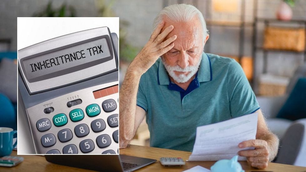 Man looking stressed/calculator