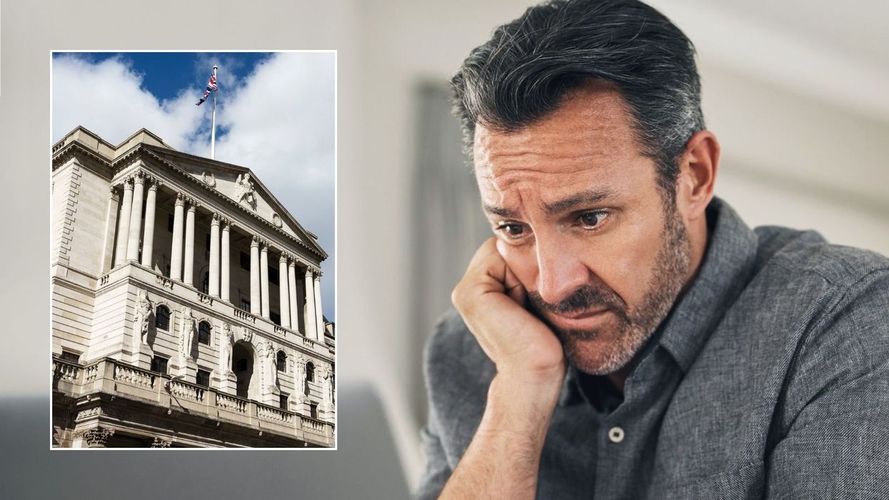 Man looking worried and Bank of England