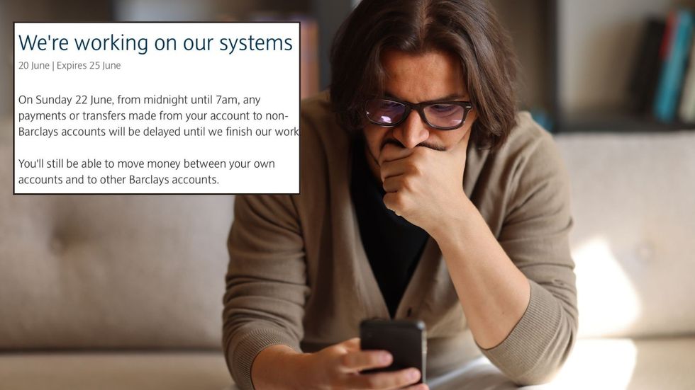 Man looking worried and Barclays statement