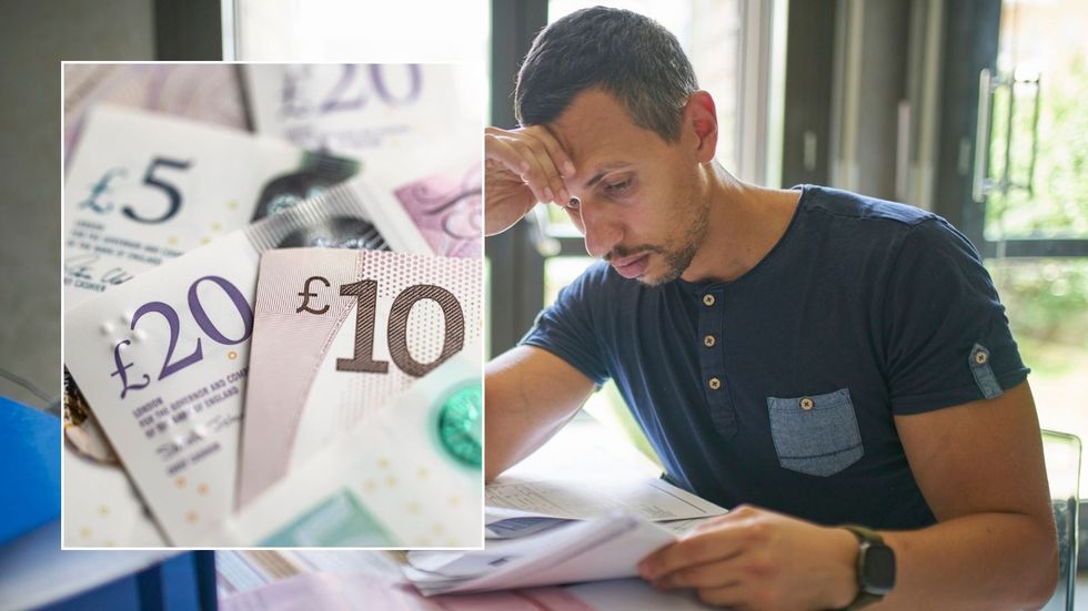 Man looking worried and cash