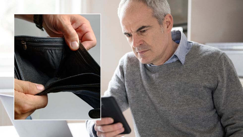 Man looking worried and empty wallet