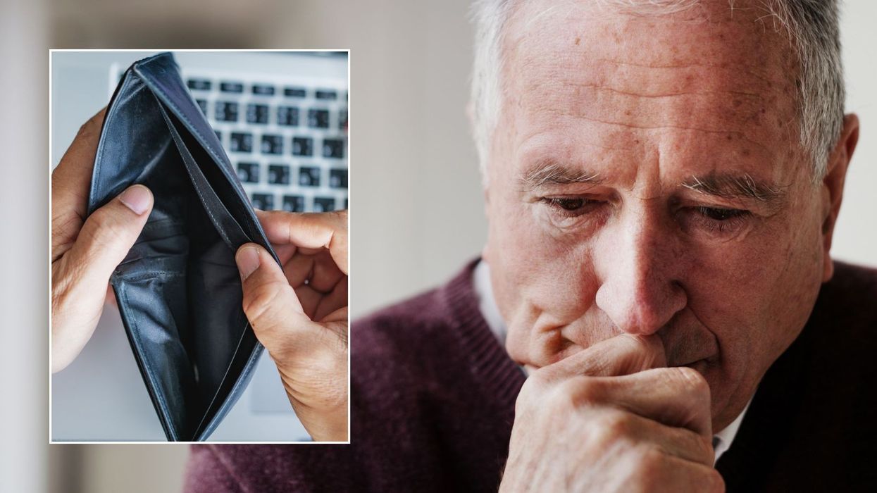 Man looking worried and empty wallet