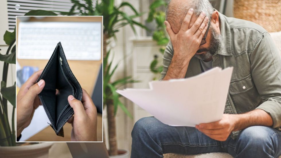 Man looking worried and empty wallet