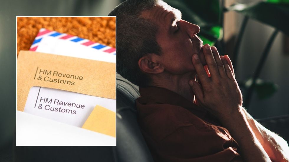Man looking worried and HMRC letter