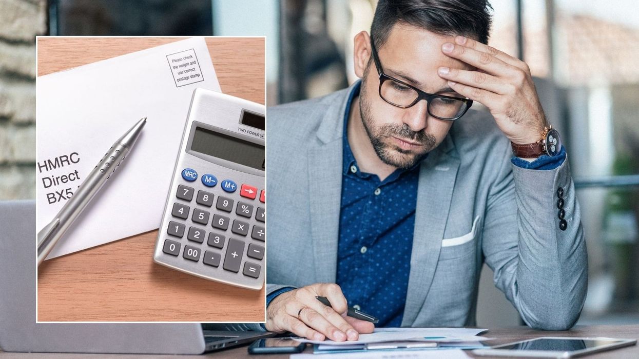 Man looking worried and HMRC letter