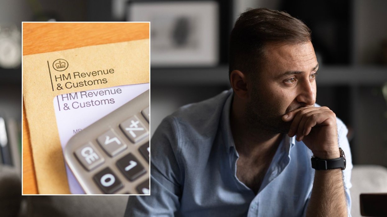 Man looking worried and HMRC letter