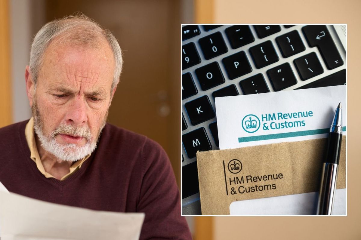 Man looking worried and HMRC letter