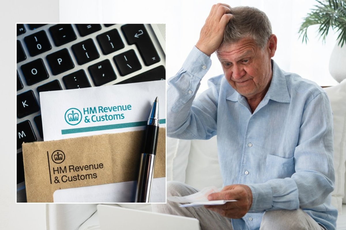 Man looking worried and HMRC letter