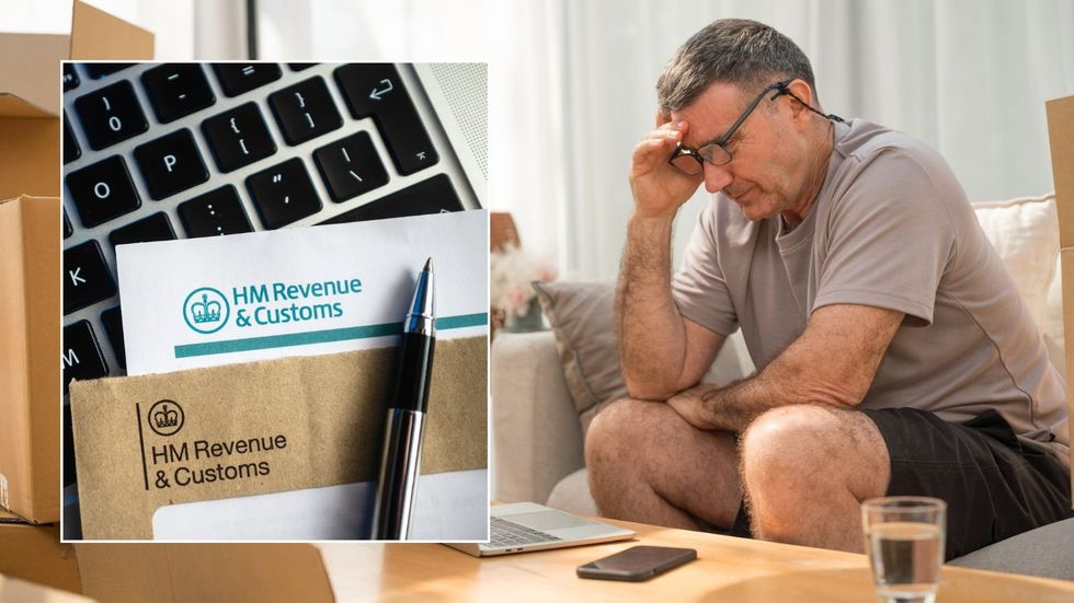 Man looking worried and HMRC letter