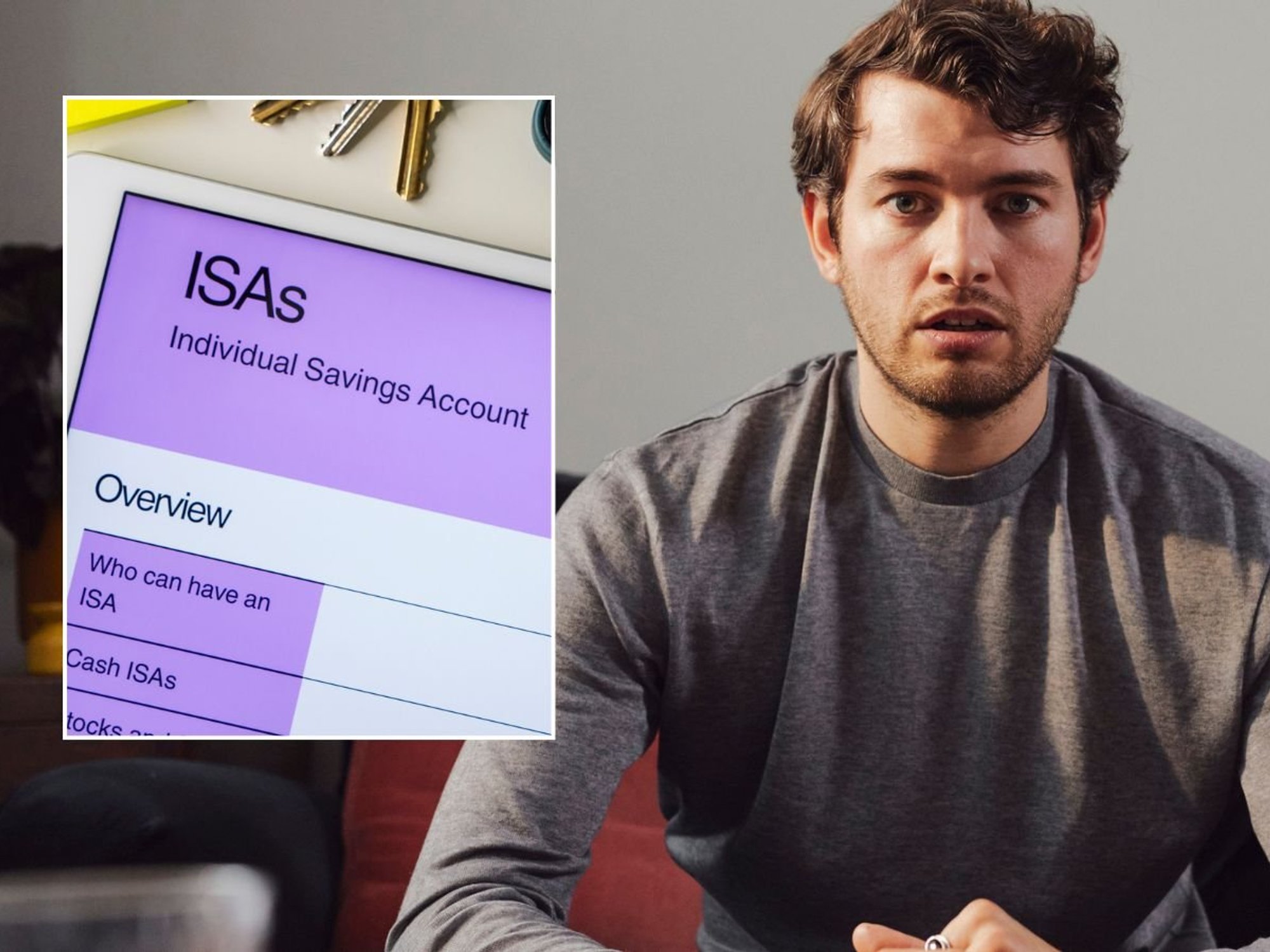 Man looking worried and ISA account