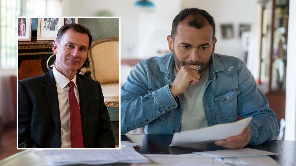 Man looking worried and Jeremy Hunt