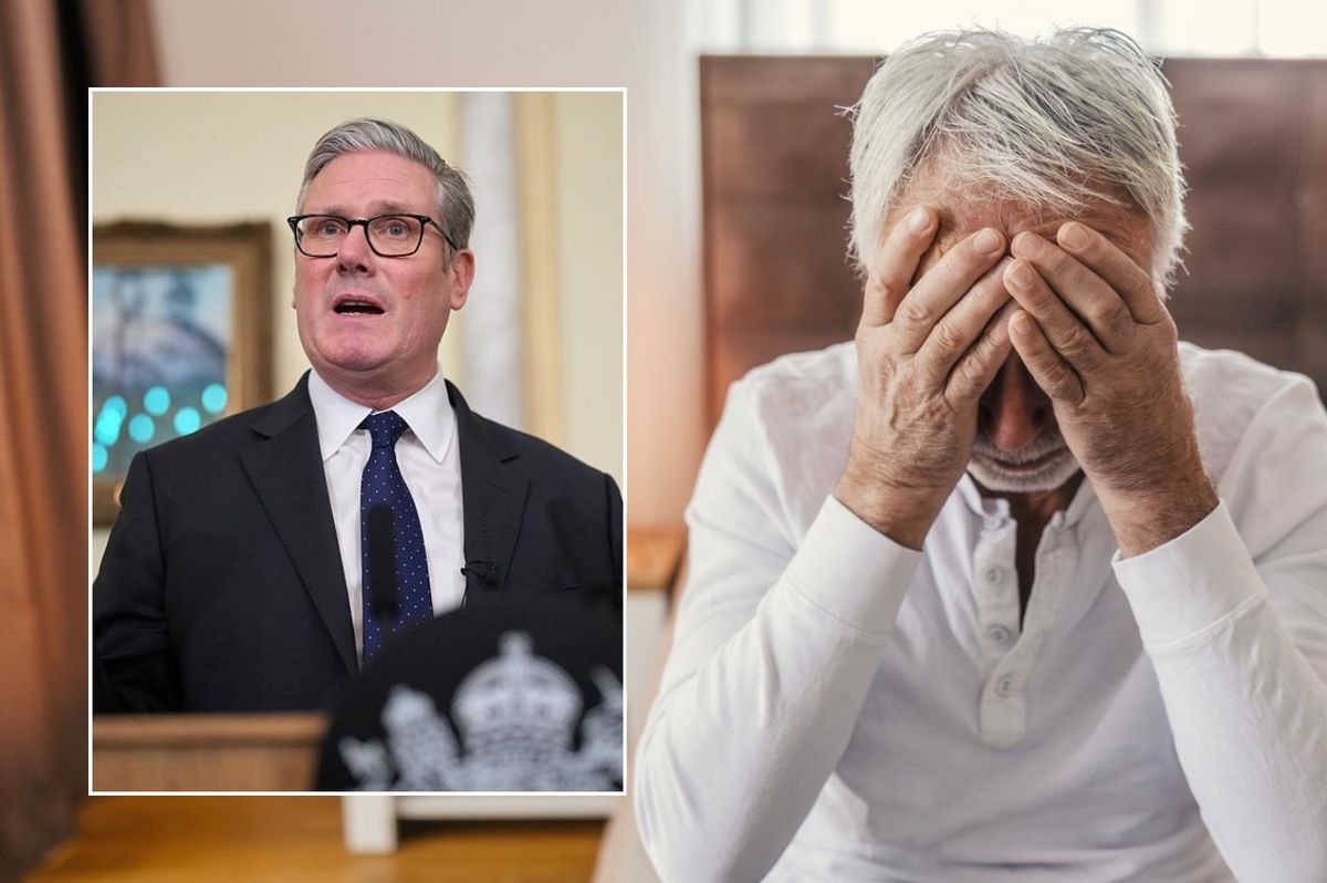 Man looking worried and Keir Starmer