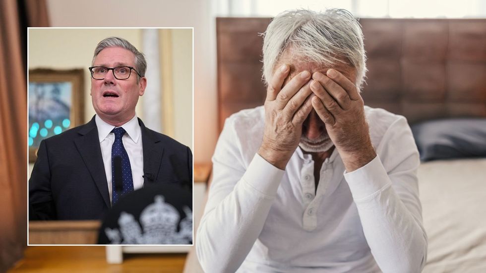 Man looking worried and Keir Starmer