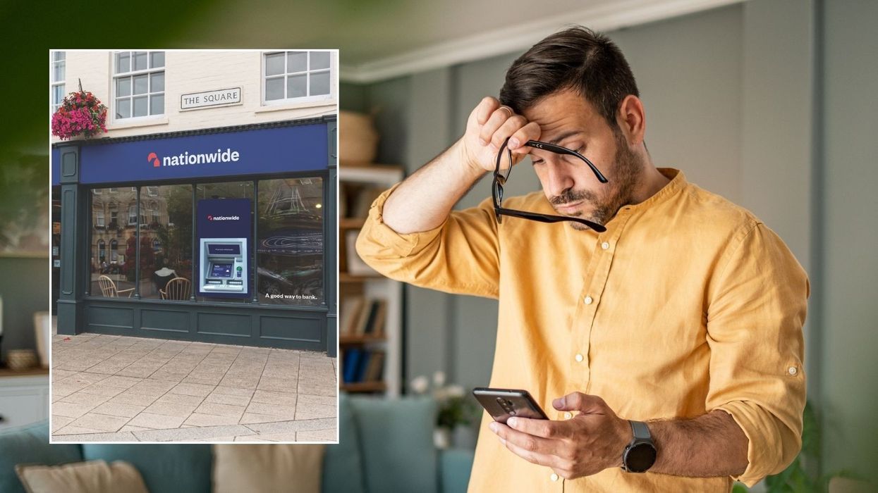 Man looking worried and Nationwide Building Society