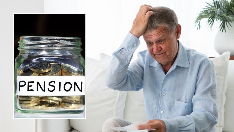 Man looking worried and pension pot