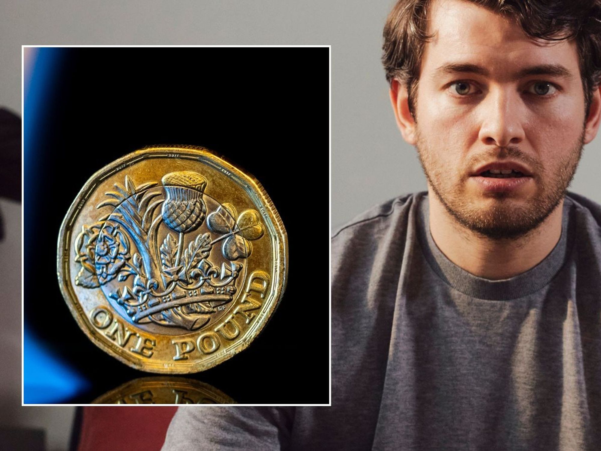 Man looking worried and pound